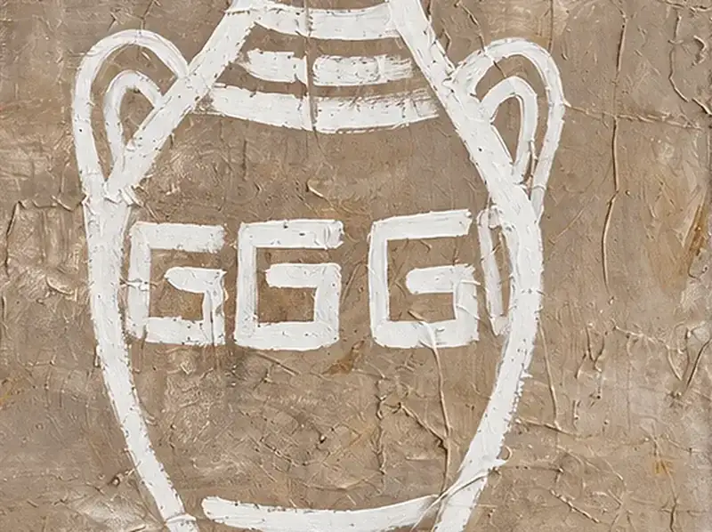 Close-up of the surface of Fragments of the Gods by Isabelle Moreau Hamdan, showing line and texture