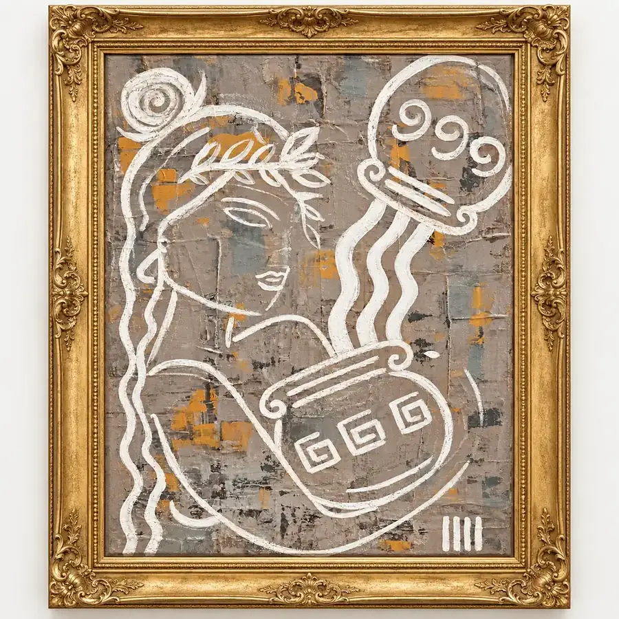 The Sacred Gift by Isabelle Moreau Hamdan, shown in a gold frame on an ivory wall
